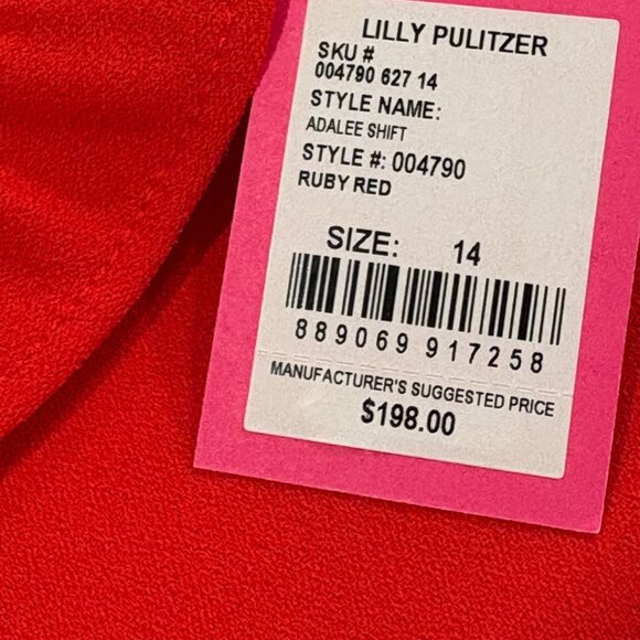 Lilly Pulitzer Adalee Shift Dress Ruby Red Pearl Accents Size 14 NWT - Picture 8 of 9
